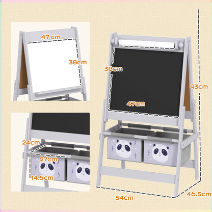 3-In-1 Kids Easel with Paper Roll, Art Easel, with Storage - Grey