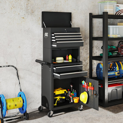 Three-Part Steel Locking Tool Chest - Black