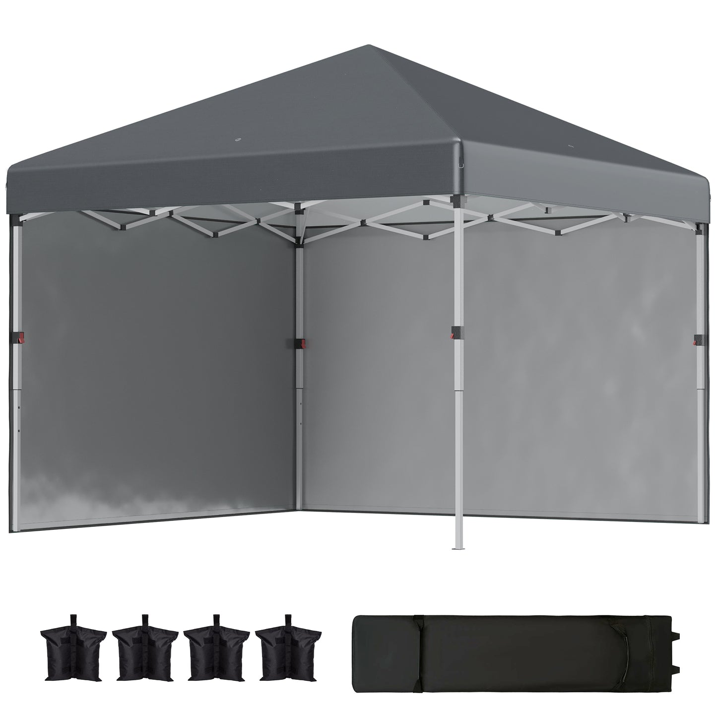 3 x 3 (M) Pop Up Gazebo, UPF 30+ with 2 Sidewalls, Leg Weight Bags and Wheeled Bag
