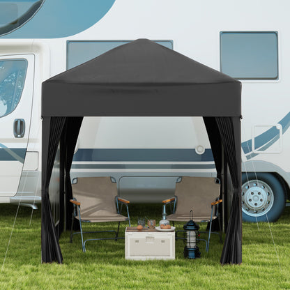 2 x 2 m Garden Pop Up Gazebo, Wedding Party Tent Marquee, Water Resistant Awning Canopy with Sidewalls, Windows, Carry Bag
