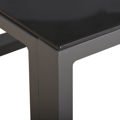 5 Pieces Outdoor Patio Furniture Set, Sofa Couch with Glass Coffee Table, Cushioned Chairs and Aluminum Tube