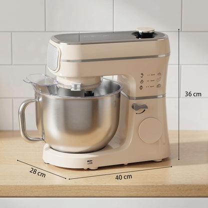 Stand Mixer, 6L 1400W Tilt-Head Food Mixer with 11 Speeds, Pulse & Fermentation Function, LED Display, Cream