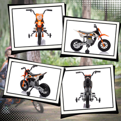 12V Kids Electric Motorbike, Kids Electric Ride on motorcycle w/ Twist Grip Throttle, Training Wheels, Orange