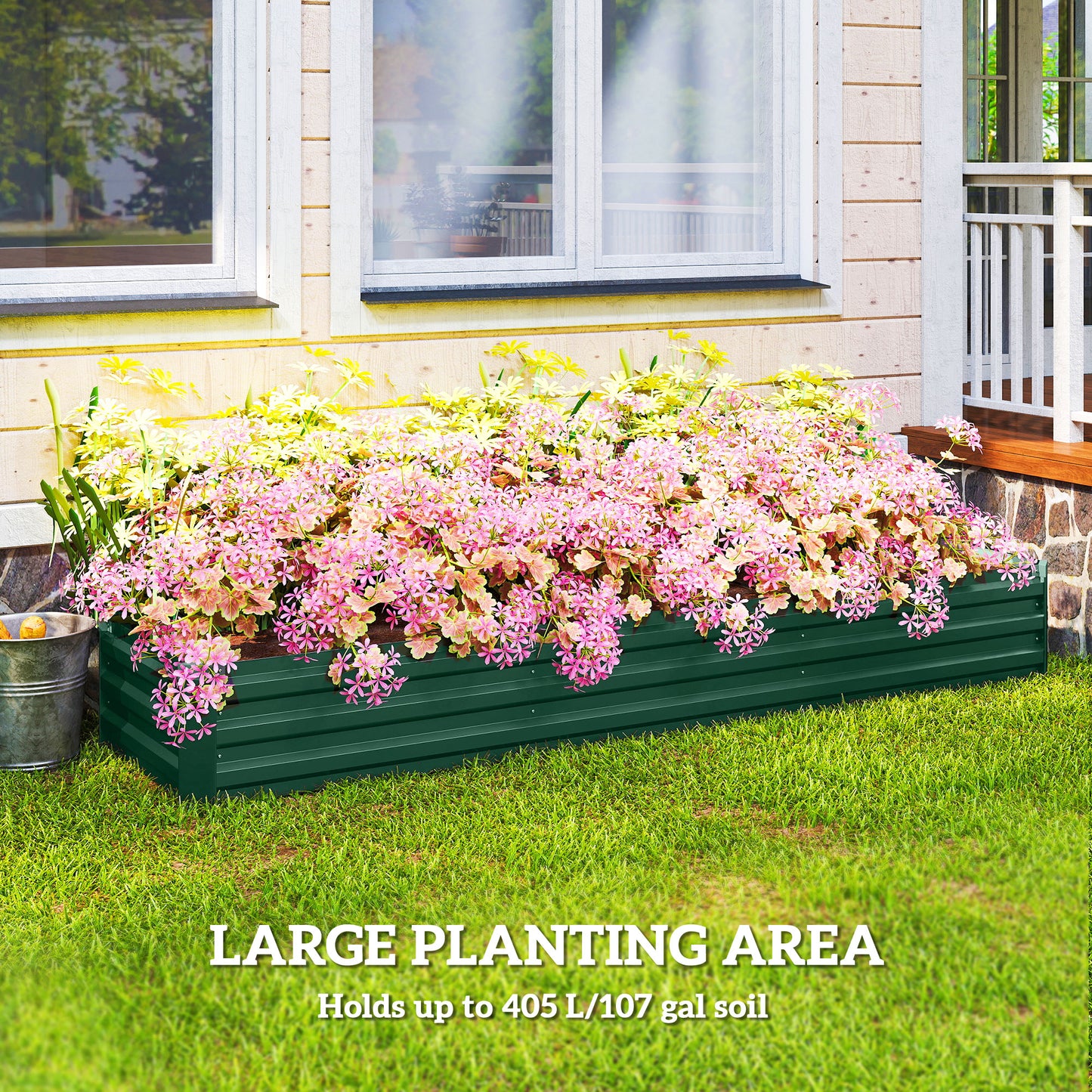 60 x 240cm Galvanised Steel Planter, with Open Bottom