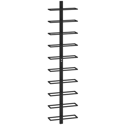 Wine Rack, Wall Mounted, 10 Tier Metal Wine Display Rack, Storage Holder for Kitchen, Dining Room, Bar, Cellar, Black