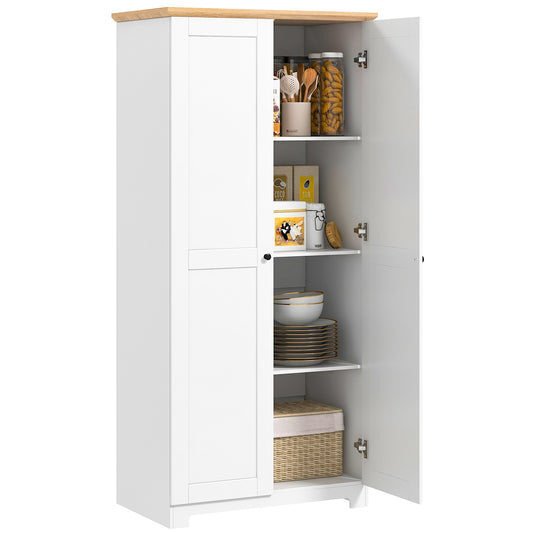 172cm Kitchen Cupboard, Freestanding Storage Cabinet with Doors and Shelves