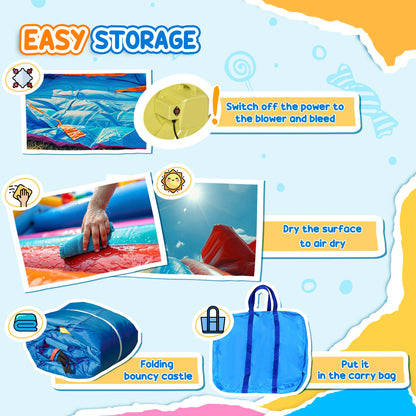 4 in 1 Kids Bouncy Castle Extra Large Double Slides & Trampoline Design Inflatable House Pool Climbing Wall with Blower Carry