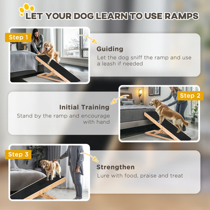 Dog Ramp, Foldable Pet Ramp with 4 Adjustable Heights, Non-Slip Finish for Medium and Large Dogs, Black