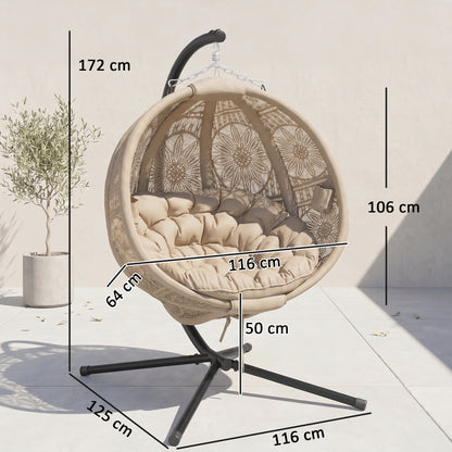 Round Egg Basket Chair, with Steel Stand, Sand