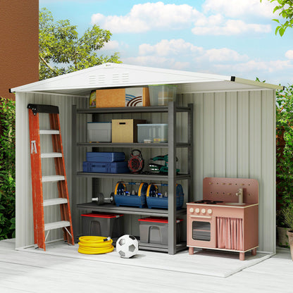 8 x 4 ft Metal Garden Shed, Garden Storage Shed with Window, 4 Vents and Lockable Door