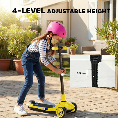 Three-Wheel Foldable Electric Scooter for Kids Aged 6-10 Years, Yellow
