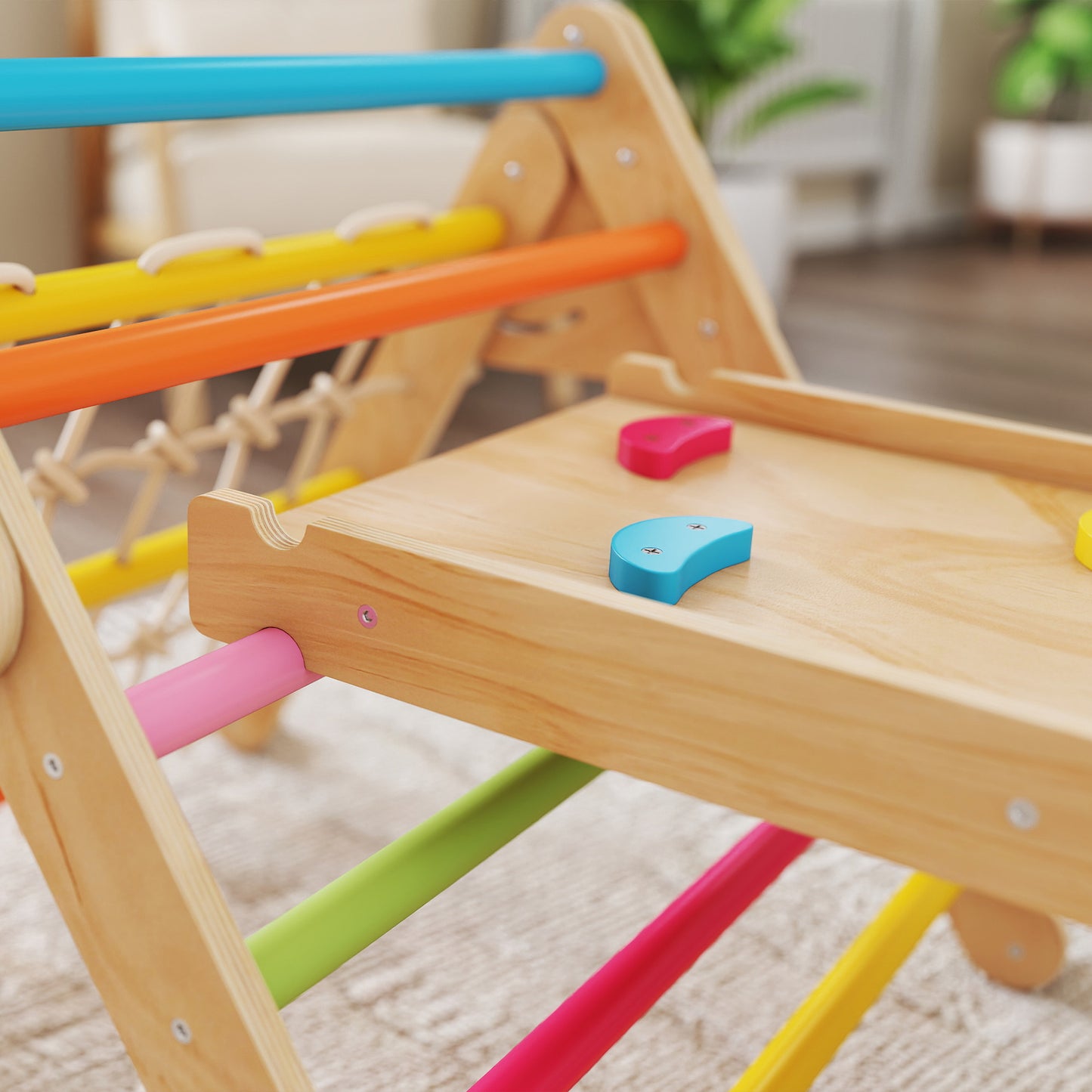 8-in-1 Toddler Climbing Frame, Indoor Play Triangle Set with Slide, Arch and Triangle Ladder, Multicolour