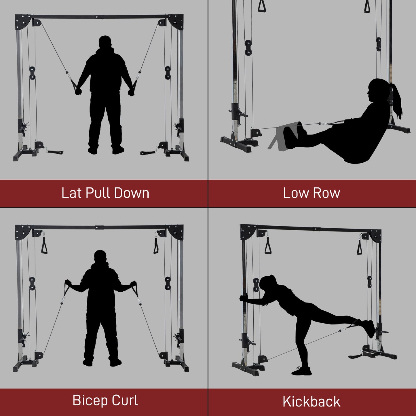 Multi Home Gyms with Cable Pulley System, Cable Crossover Machine with 4 Handles for Full Body Strength Training