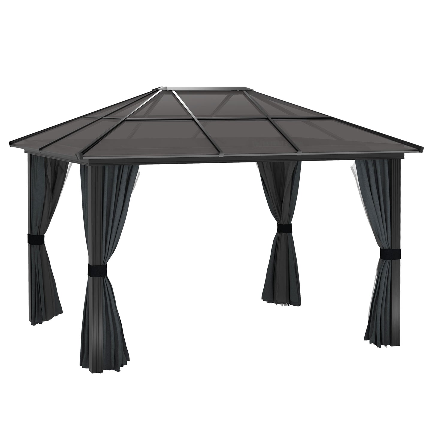 3 x 3.6m Hardtop Gazebo Canopy with Polycarbonate Roof, Aluminium Frame, Permanent Pavilion Garden Gazebo