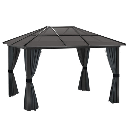 3 x 3.6m Hardtop Gazebo Canopy with Polycarbonate Roof, Aluminium Frame, Permanent Pavilion Garden Gazebo