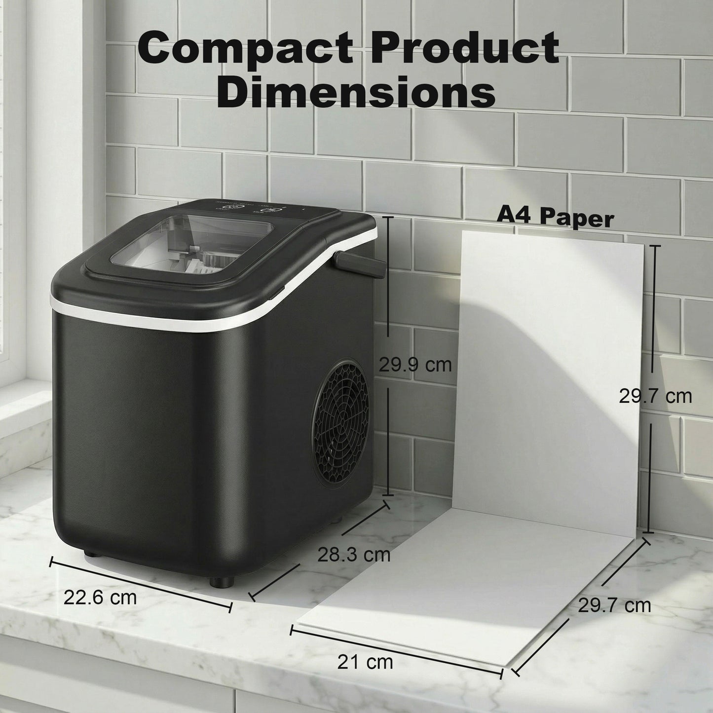 Countertop Ice Maker Machine 9 Cubes in 7 Mins Portable Ice Machine Ice Scoop and Basket 2 Sizes Black