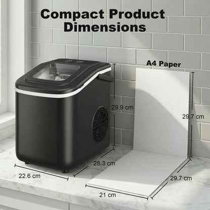 Countertop Ice Maker Machine 9 Cubes in 7 Mins Portable Ice Machine Ice Scoop and Basket 2 Sizes Black