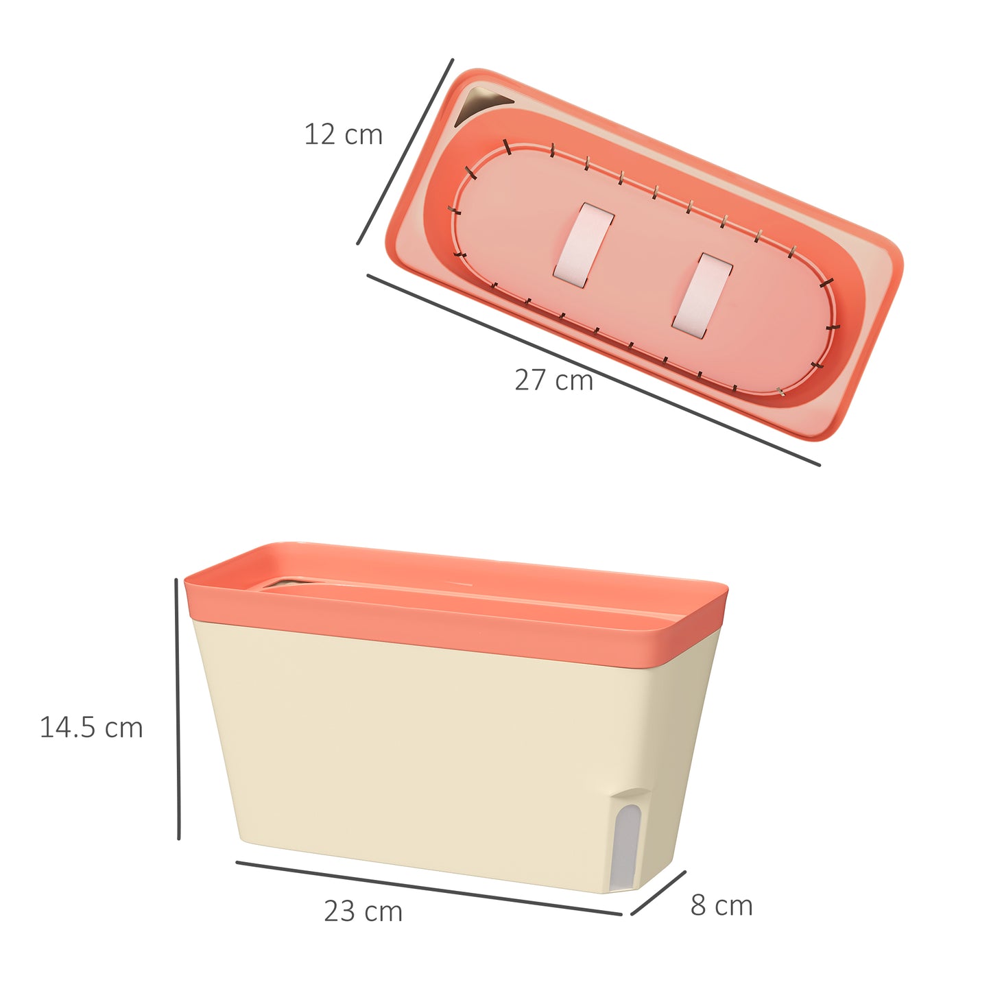 Set of 3 Self Watering Plant Pots Outdoor, 27cm Rectangular Garden Planters with Visual Water Level Window