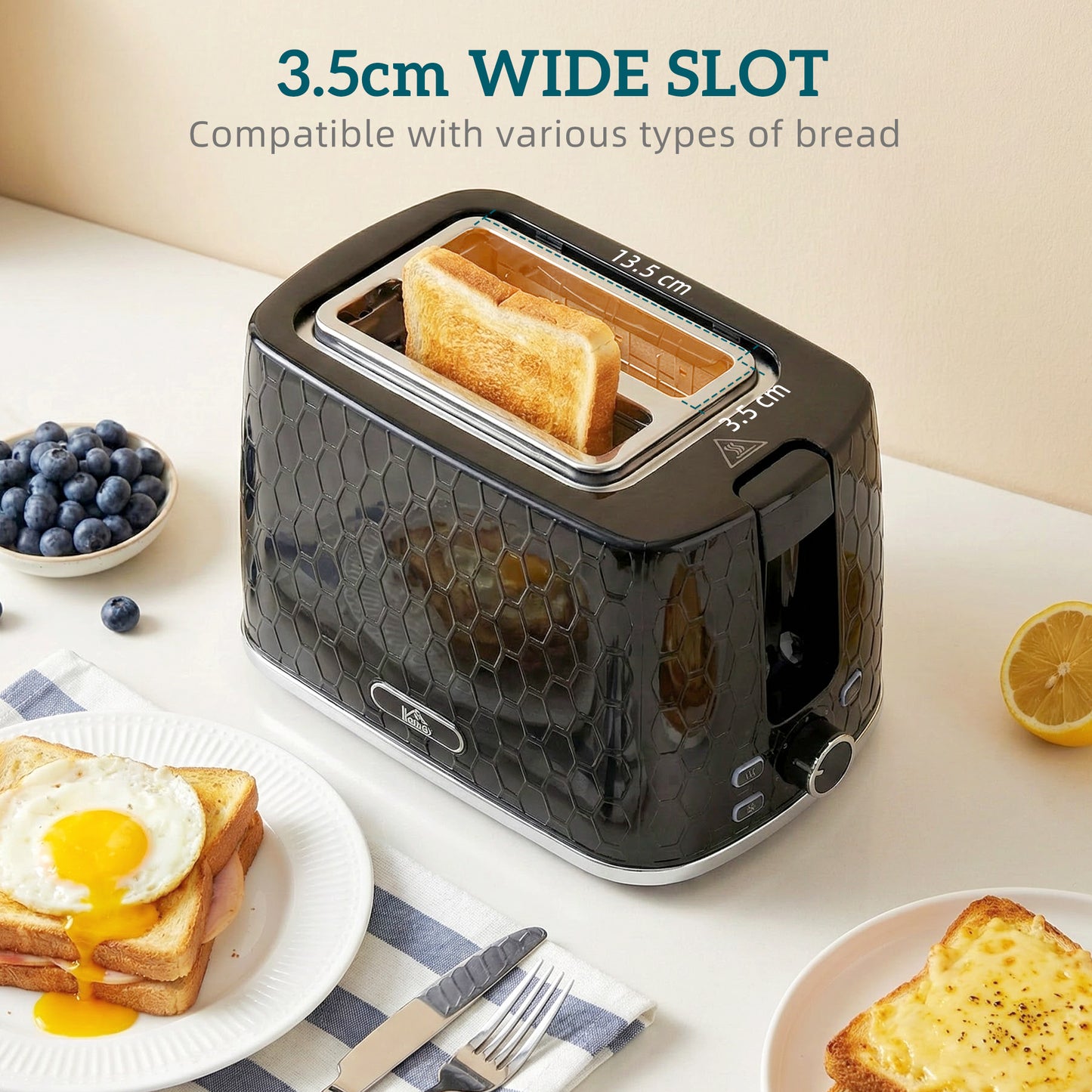 Kettle and Toaster Set, 1.7L 3000W Rapid Kettle with Limescale Filter, 2 Slice Toaster with 7 Browning Controls, Black