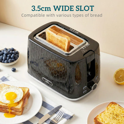 Kettle and Toaster Set, 1.7L 3000W Rapid Kettle with Limescale Filter, 2 Slice Toaster with 7 Browning Controls, Black