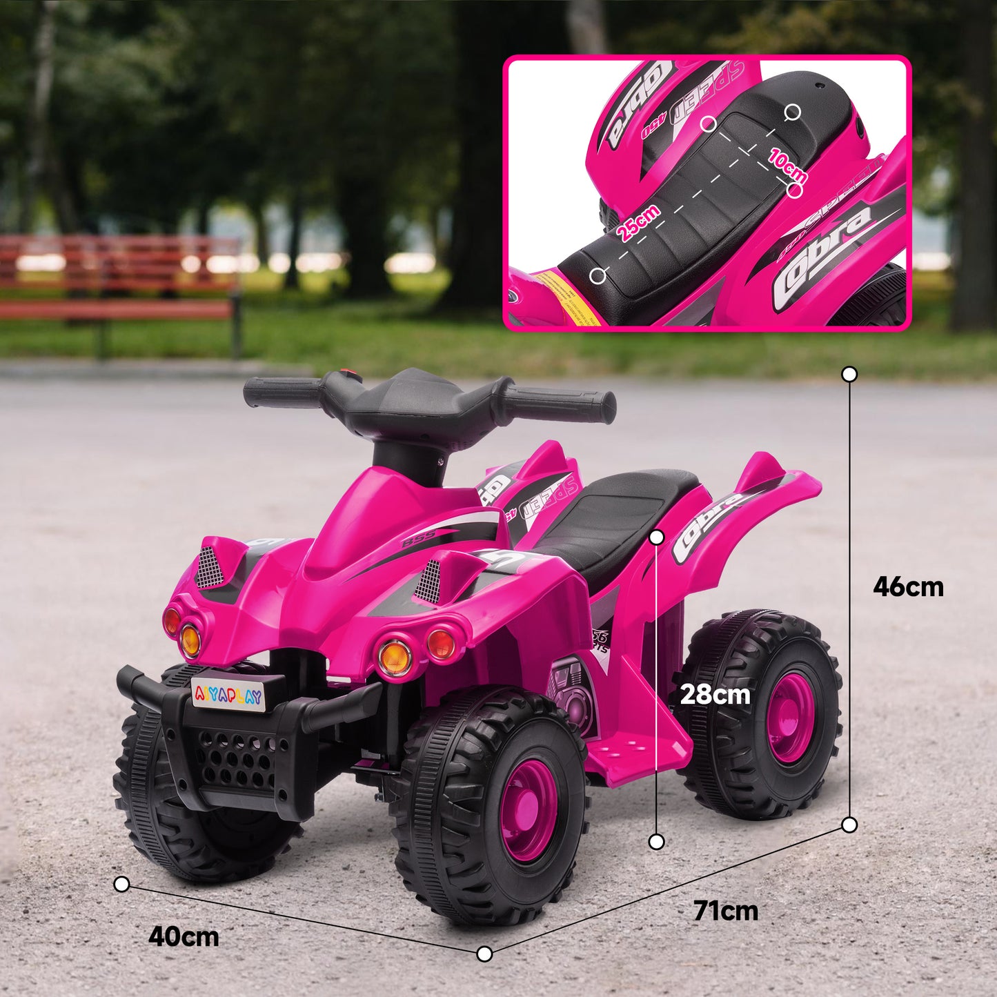 6V Kids Electric Quad Bike w/ Music, Forward Function, for 2-6 Years, Pink