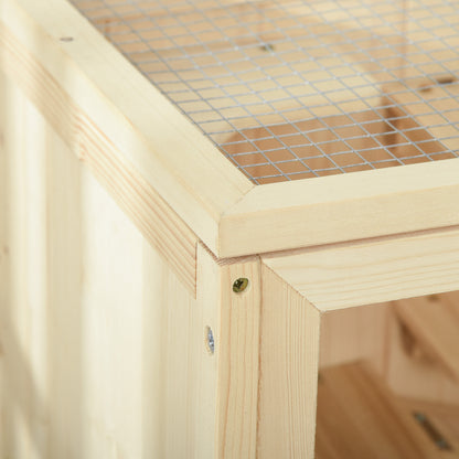 Wooden Hamster Cage with Storage Shelf, Small Animal Exercise Play House Gerbil Cage with Openable Top, Ramp for Gerbils