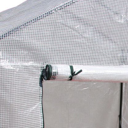Walk In Greenhouse with 2 Tier Shelf, Portable Gardening Plant Grow House Tomato Greenhouse with Roll up Zip Panel Door