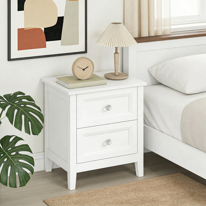 Nightstand with 2 Drawers Modern Bedside Table for Bedroom Living Room White