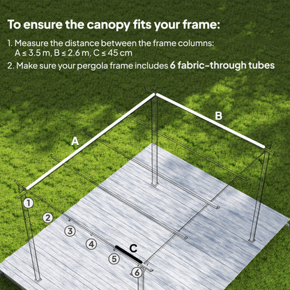 Retractable Pergola Cover, 3.5 x 2.6 m Replacement Canopy Fabric for 4 x 3 m Frame, Roof Top Only, Cream White