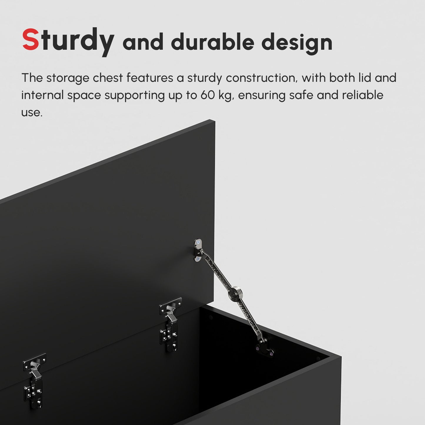 113L Storage Chest, Storage Box with Flip-Top Lid and 2 Safety Hinges, Storage Trunk for Living Room, Entryway