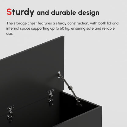 113L Storage Chest, Storage Box with Flip-Top Lid and 2 Safety Hinges, Storage Trunk for Living Room, Entryway