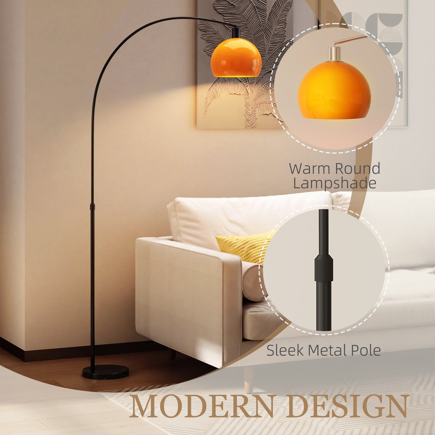 Floor Lamp for Living Room, Modern Standing Lamp with Shade & Foot Switch for Bedroom, Office, Black