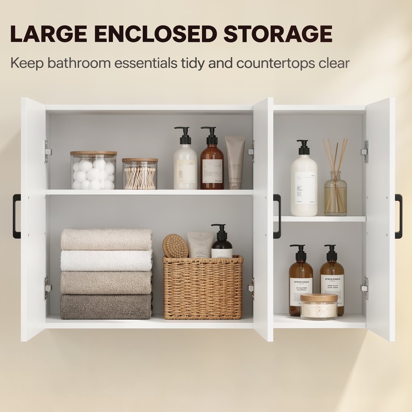 Bathroom Wall Cabinet, Wall Mounted Bathroom Cabinet, Over the Toilet Space Saver with Adjustable Shelves, White