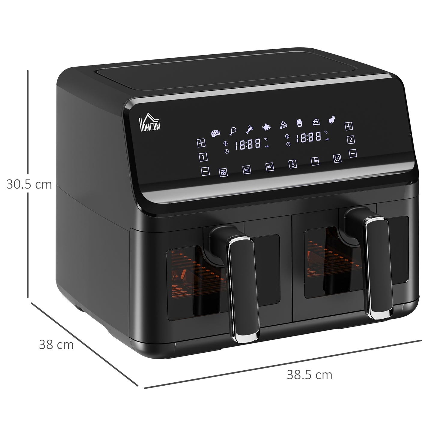 8L Dual Basket Air Fryer, 8-in-1 Air Fryer Oven with Digital Display, Visible, Timer, Preheat for Oil Free Low Fat Cooking
