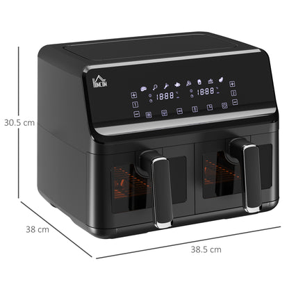 8L Dual Basket Air Fryer, 8-in-1 Air Fryer Oven with Digital Display, Visible, Timer, Preheat for Oil Free Low Fat Cooking