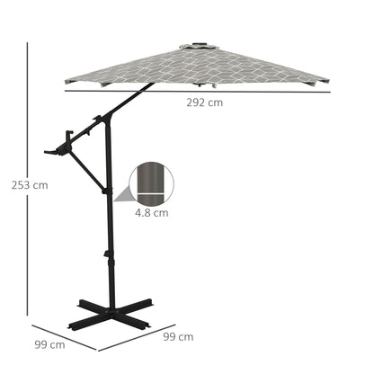 3(m) Convertible Cantilever Parasol and Centre-post Garden Parasol with Cross Base, 360° Rotation Banana Parasol