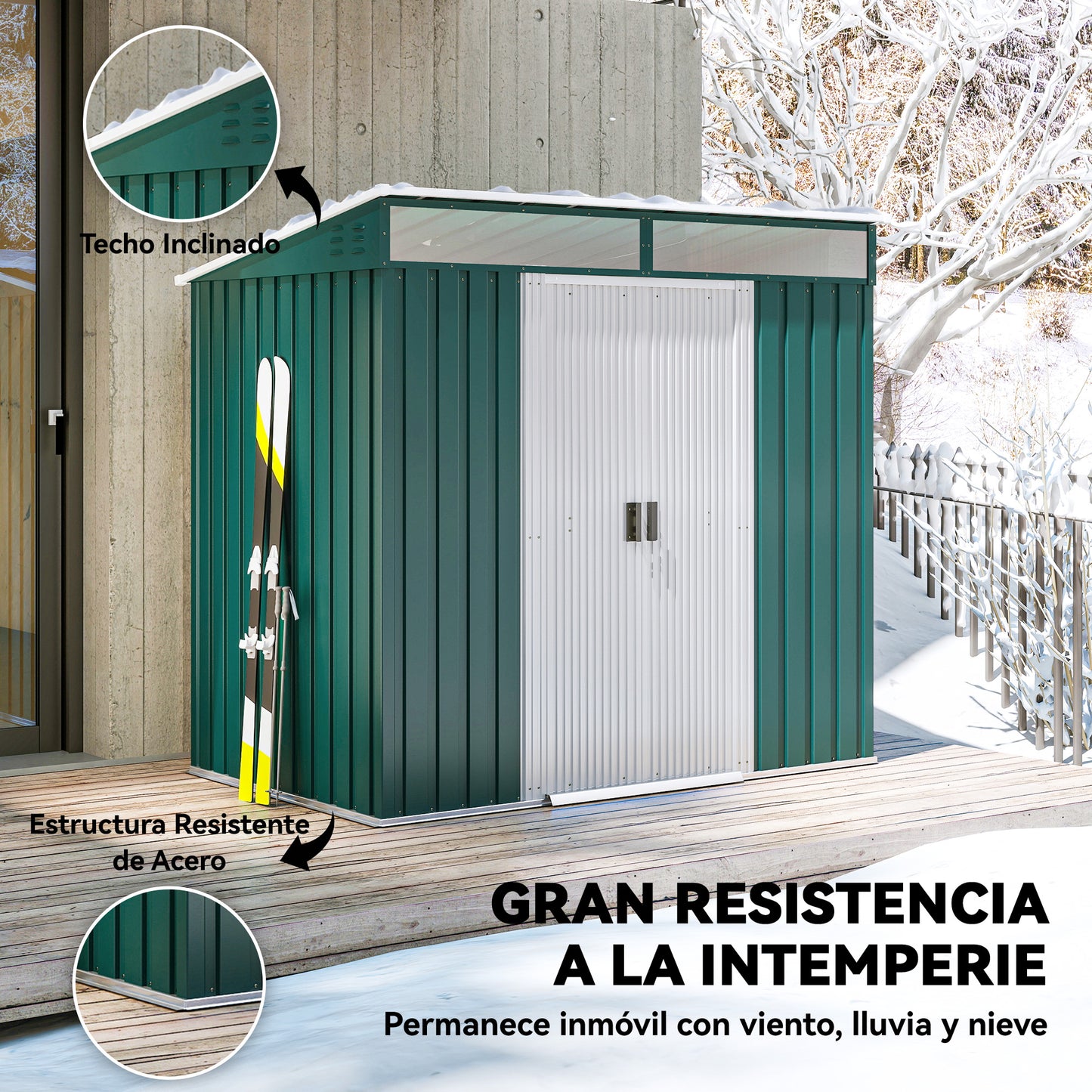 6.5 x 4FT Galvanised Metal Shed with Foundation Kit, Lockable Tool Garden Shed with Double Sliding Doors, Vents, Green