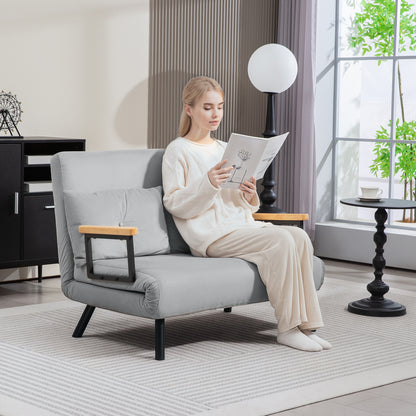 4-in-1 Velvet-Feel Double Sofa Bed, with Pillows - Light Grey