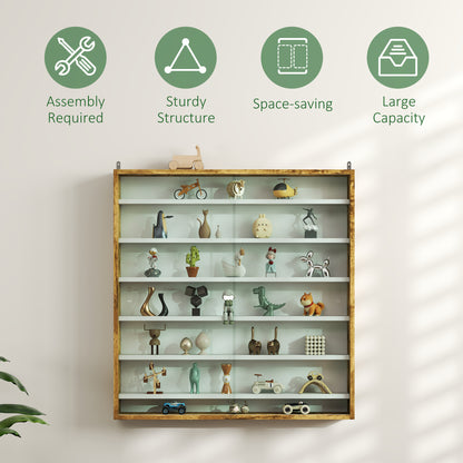 Six Shelf Display Cabinet, with Glass Doors - Brown