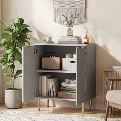 Sideboard Buffet Cabinet, Modern Kitchen Storage Cabinet with Adjustable Shelf and Metal Legs, Grey