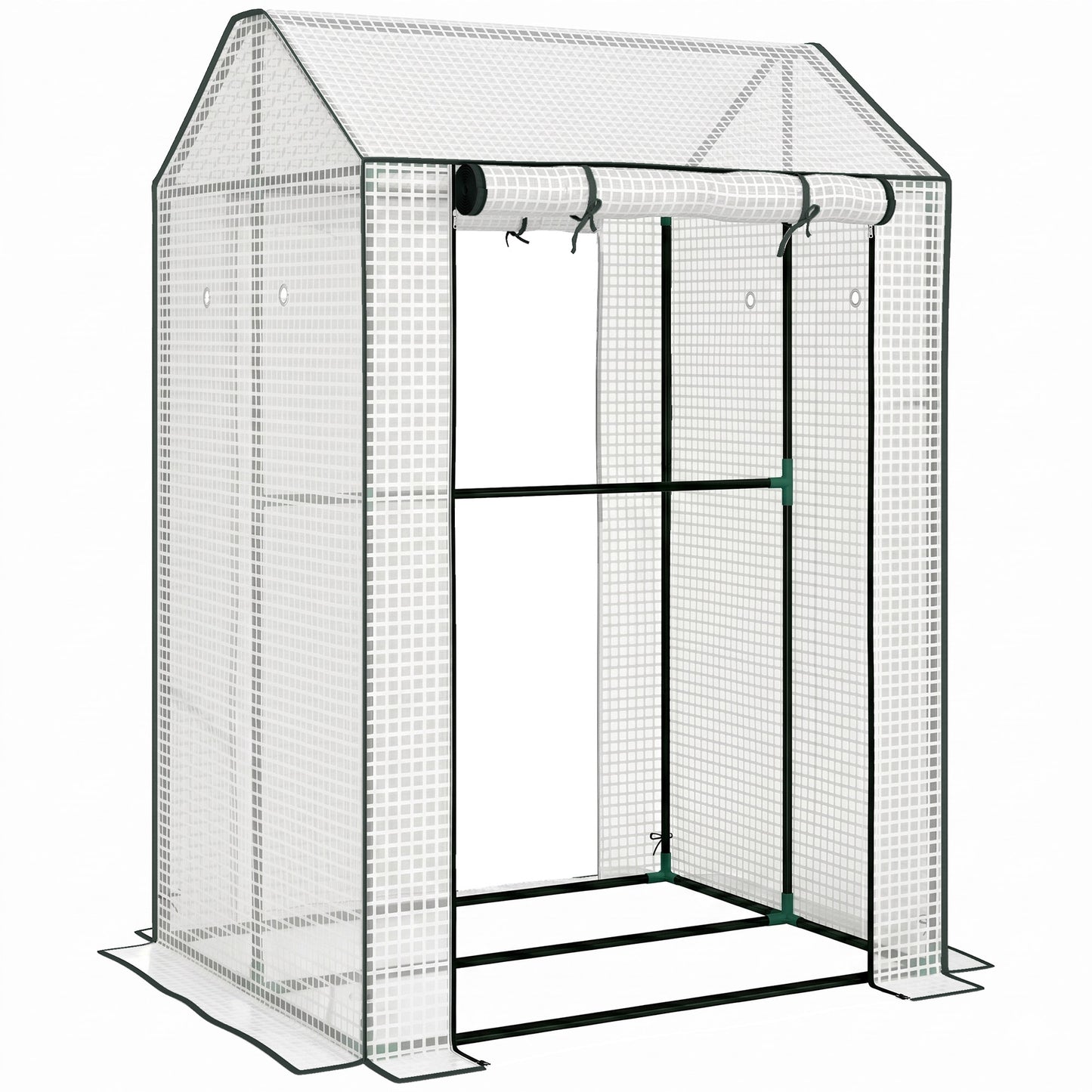 Green House, Mini Greenhouse with 2 Roll-up Doors, Vent Holes and Reinforced Cover, 100 x 80 x 150cm