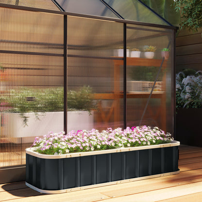 Galvanised Raised Garden Bed, 5 x 2 x 1 ft Metal Planter with Gloves and Folded Edging, Dark Grey