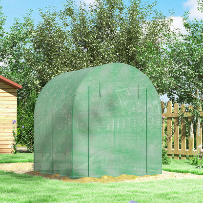 Walk in Polytunnel Greenhouse, Green House for Garden with Roll-up Window and Door, 1.8 x 1.8 x 2 m, Green