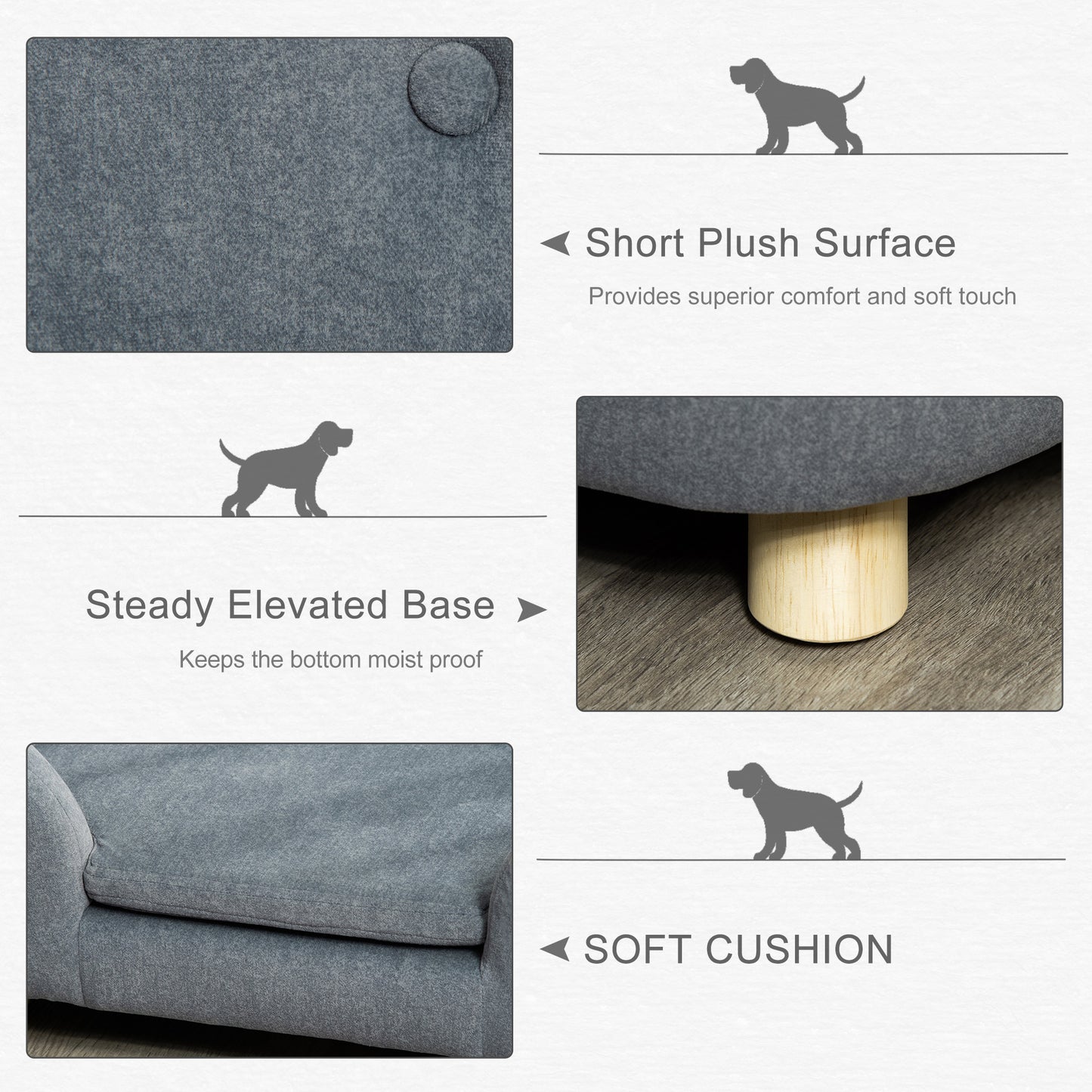 Dog Sofa Bed Pet Chair Couch with Water Resistant Fabric, Kitten Lounge with Soft Cushion, Wooden Frame for Mini Size Dogs
