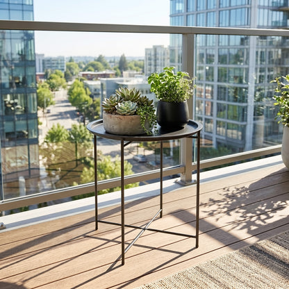 Steel Removable Tray Top Garden Table - Black