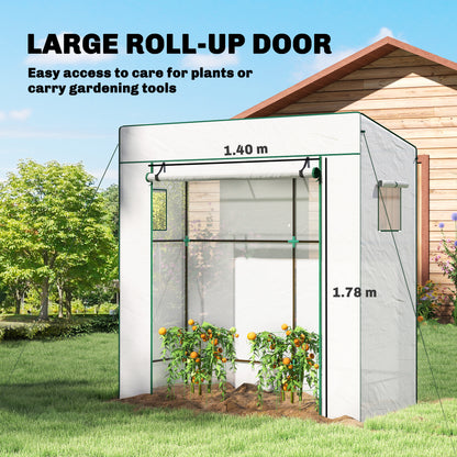 PE Cover Walk-in Outdoor Greenhouse, White