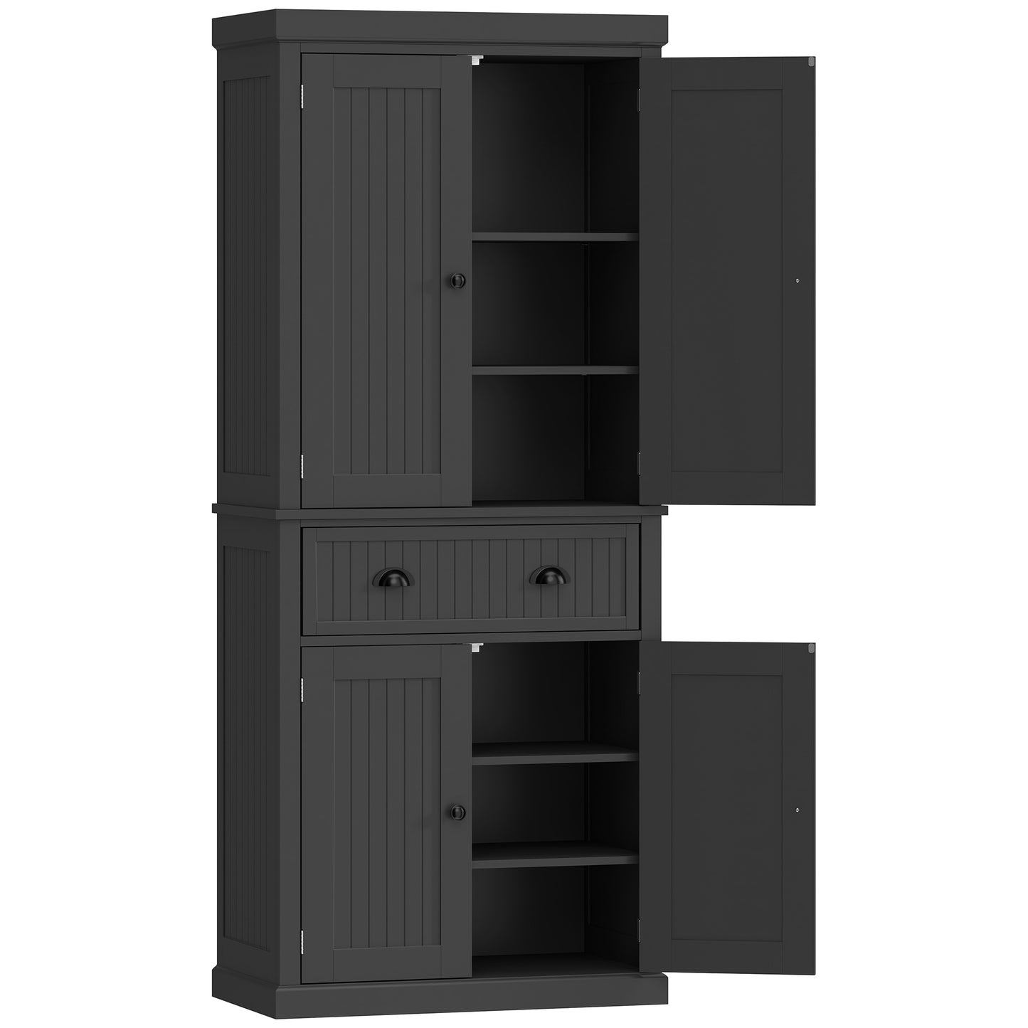 Kitchen Storage Cabinet with Drawer and Adjustable Shelves - Black