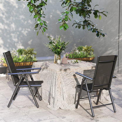 Set of 2 Folding Garden Chairs, Aluminium Frame Outdoor Dining Chairs with Breathable Mesh Back and Seat