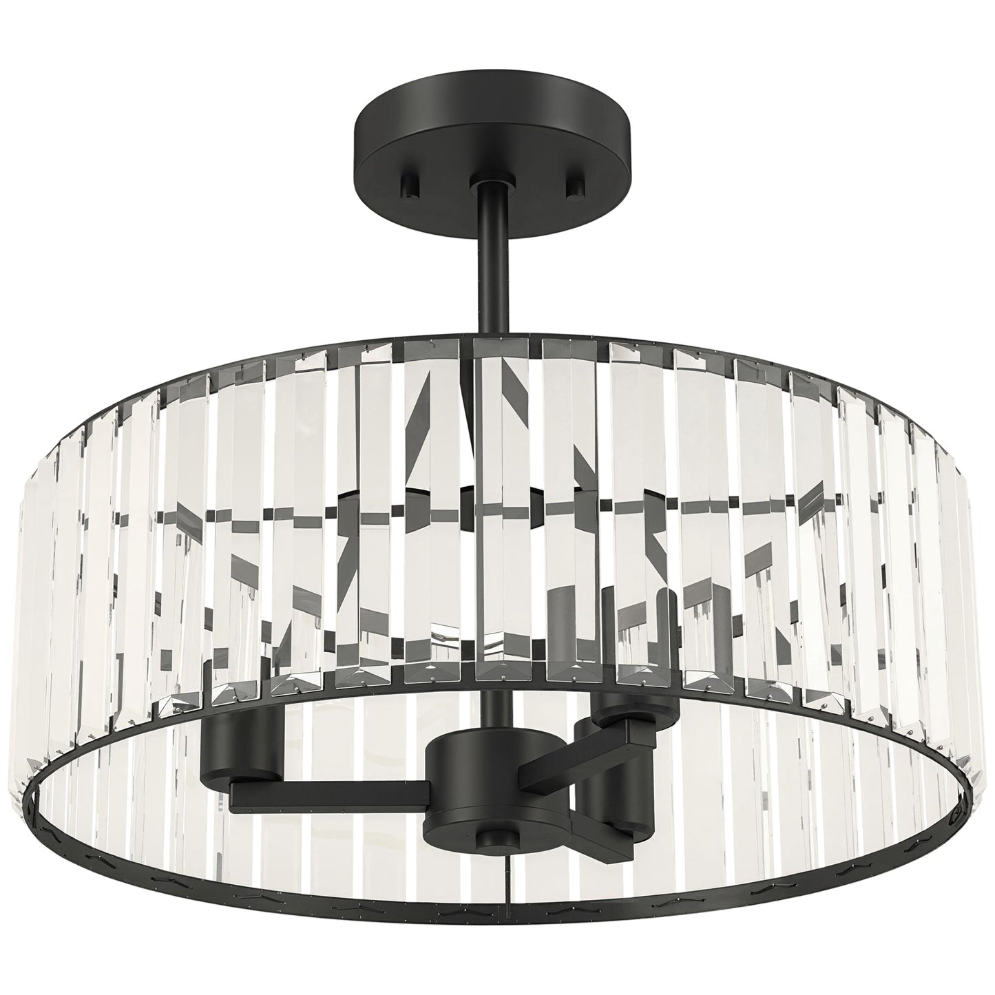 Crystal Ceiling Light, Semi Flush Mount Modern Crystal Chandelier Ceiling Light, E14 Base 3-Lights, Bulbs Not Included