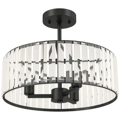 Crystal Ceiling Light, Semi Flush Mount Modern Crystal Chandelier Ceiling Light, E14 Base 3-Lights, Bulbs Not Included